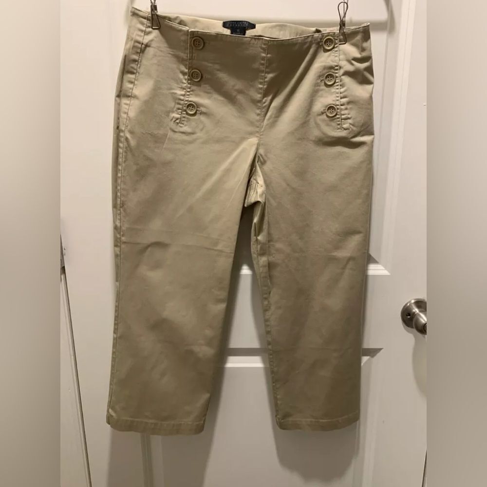 EUC The Limited Stretch Tan Six Button Women's Pants Size 12 Preowned